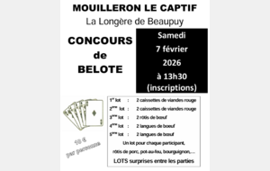 CONCOURS DE BELOTE LE SAMEDI 7 FEVRIER
